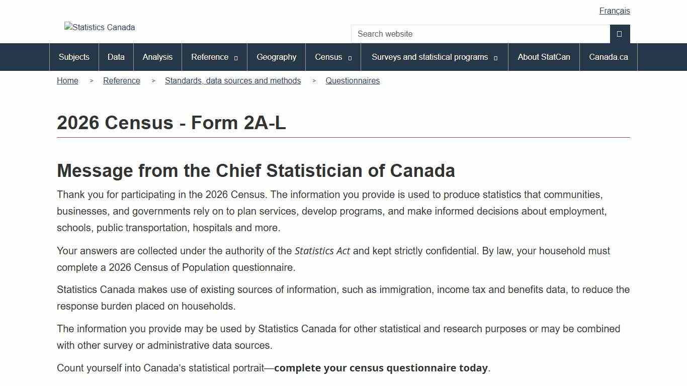 2026 Census - Form 2A-L